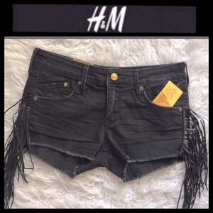 NWT H&M Vegan Leather Fringe Festival Shorts